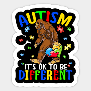 It's Ok To Be Different Autism Awareness Bigfoot Sticker